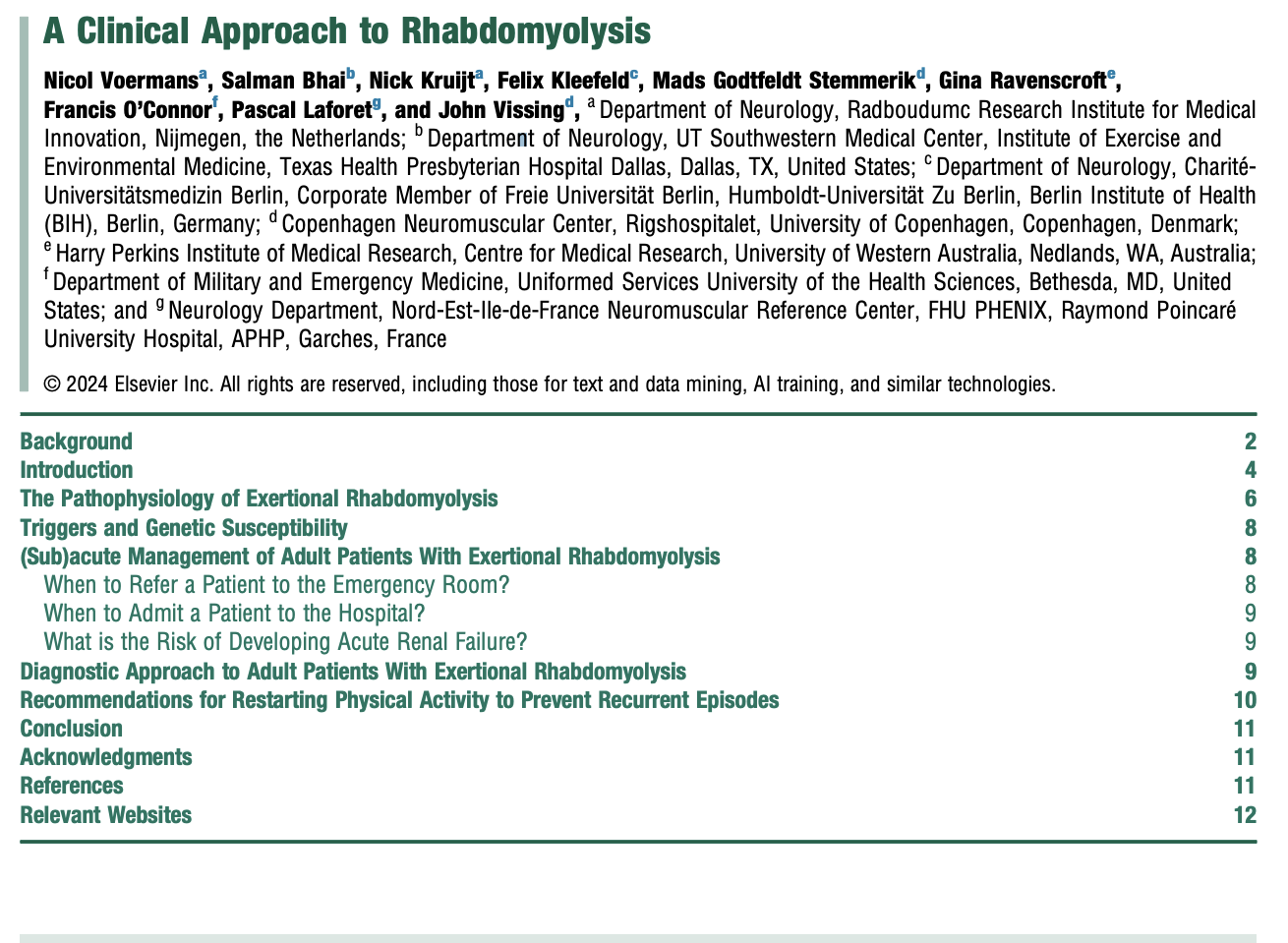 A Clinical Approach to Rhabdomyolysis