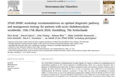 276th ENMC workshop: recommendations on optimal diagnostic pathway and management strategy for patients with acute rhabdomyolysis worldwide. 15th-17th March 2024, Hoofddorp, The Netherlands
