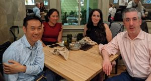Drs. Angela & Monkol Lek at dinner with Lindsay Goldberg and Dr. Mike Goldberg