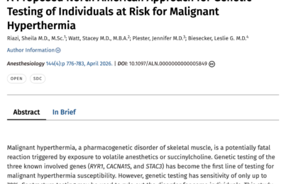 A Proposed North American Approach for Genetic Testing of Individuals at Risk for Malignant Hyperthermia